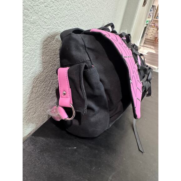 Monster High Draculaura Charm Lace Up Messenger Bag NWT Black Pink - Picture 6 of 9